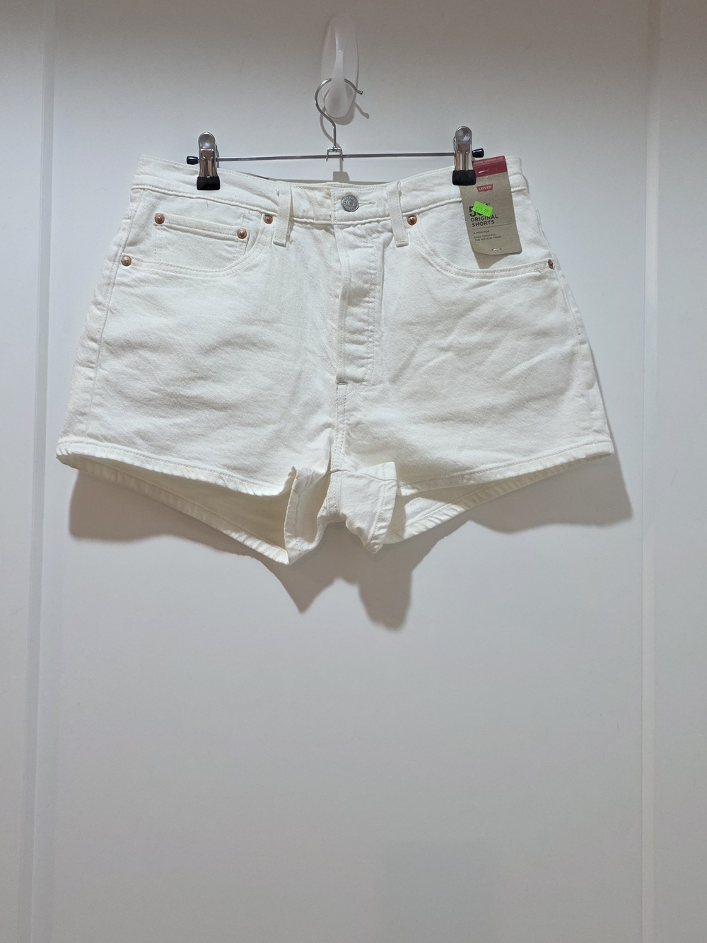 Levi's White High-Rise Denim Shorts